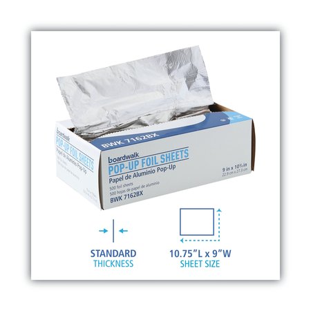 Boardwalk Standard Aluminum Foil Pop-Up Sheets, 9" x 10 3/4", PK500 BWK7162BX